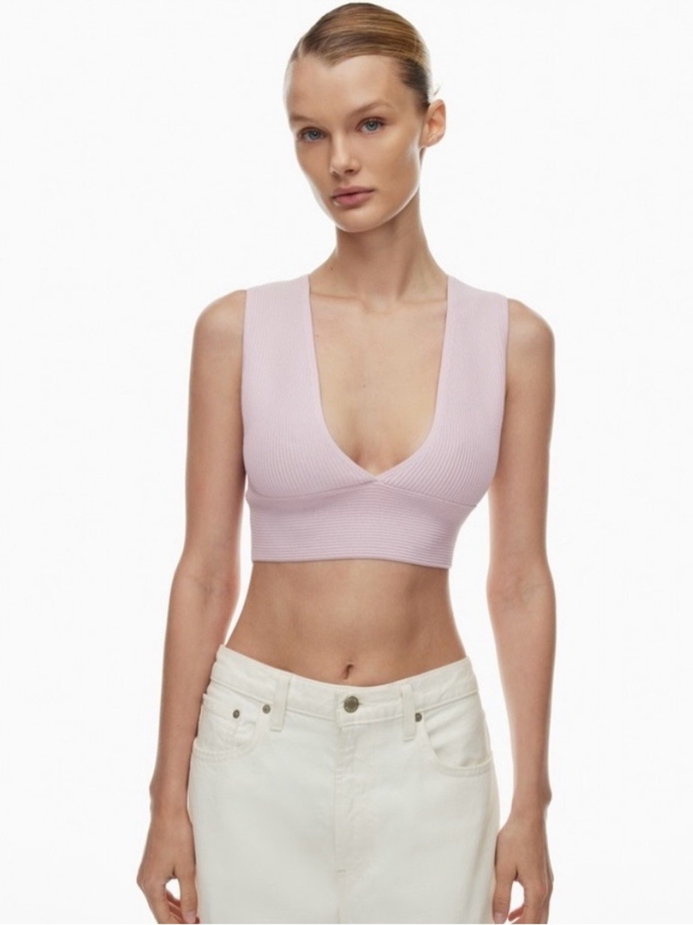 Babaton lavender ribbed crop top
Small